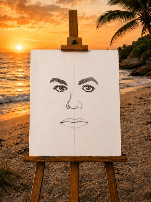 Form and depth stage of a portrait drawing on an easel