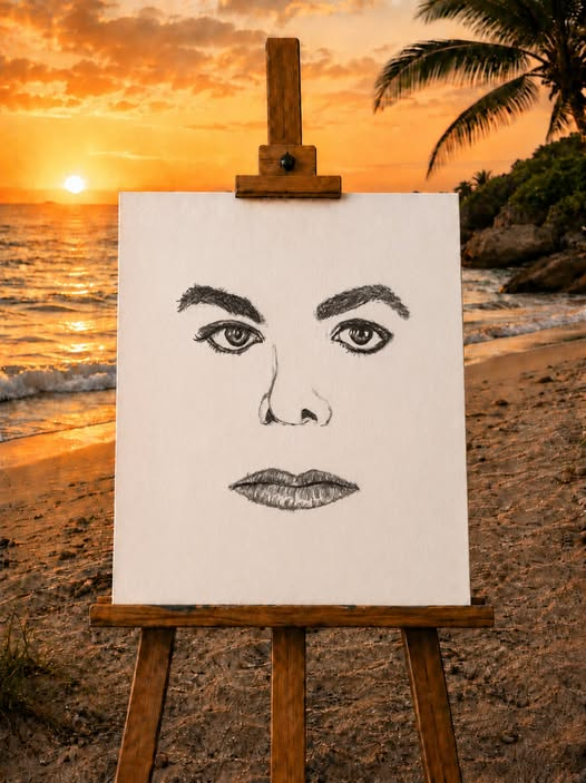 Likeness stage of a portrait drawing on an easel